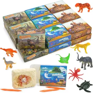 Vileafy Animals Party Favors for Kids Ages 4-8 Years Old, 18 Dig Kit Animals Figures- Bulk Toys for Kids Goodie Bags Stuffers, Classroom Treasure Box, and Students Prizes