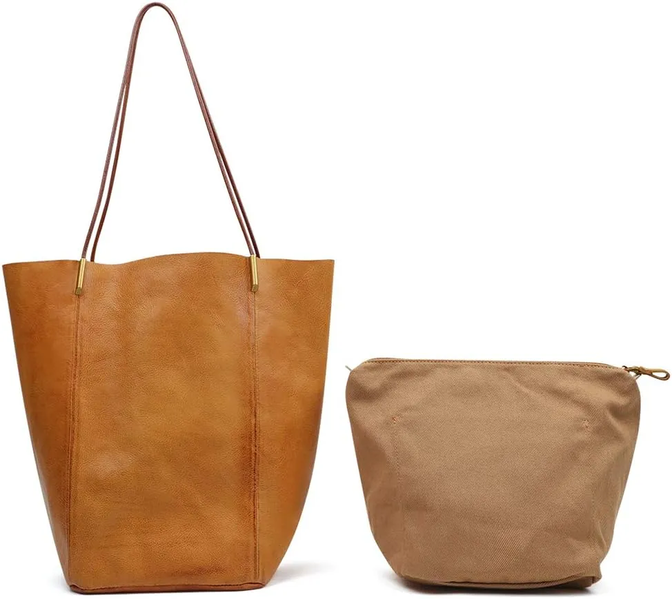 Vintage Handmade Women's Soft Full Leather Tote Bags Large Capacity Top Handle Satchel Handbags for Women