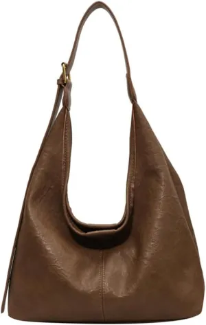 Vintage Hobo Bags for Women Vegan Leather Purses and Handbag Casual Soft Hobo Shoulder Bag for Work Shopping
