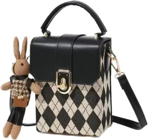 Vintage Lattice Shoulder Crossbody Bag, Premium Feeling Niche Design Women's Bags, Shoulder Bags (Black)