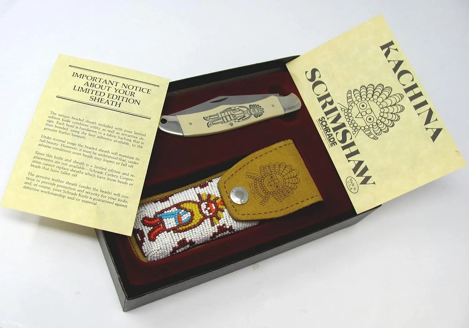 Vintage Schrade Knives Kachina First release of Indian series produced in the USA in 1983