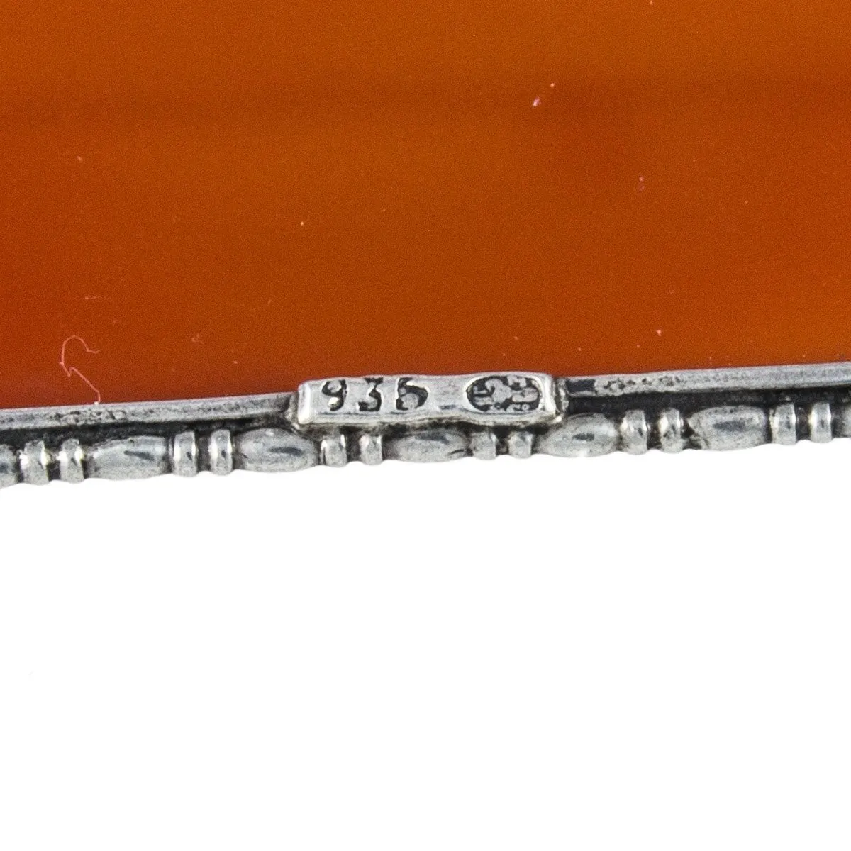 Vintage Silver (935) Flat Carnelian Brooch