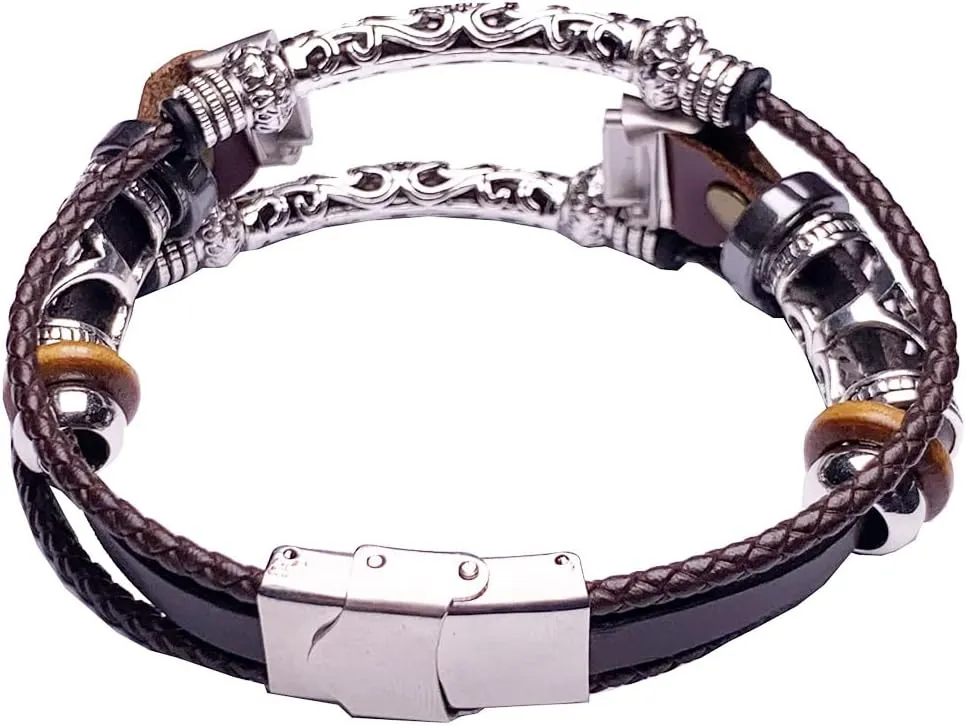 Vintage_Band Bling Beaded Luxe Bands with Stainless Steal Connector for Women Girls, m/l Mesh Band Compatible with Fitbit Luxe,Coffee Brown