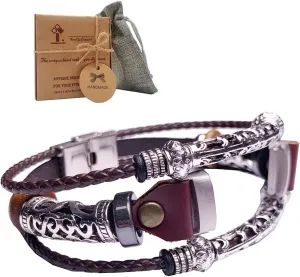 Vintage_Band Bling Beaded Luxe Bands with Stainless Steal Connector for Women Girls, m/l Mesh Band Compatible with Fitbit Luxe,Coffee Brown