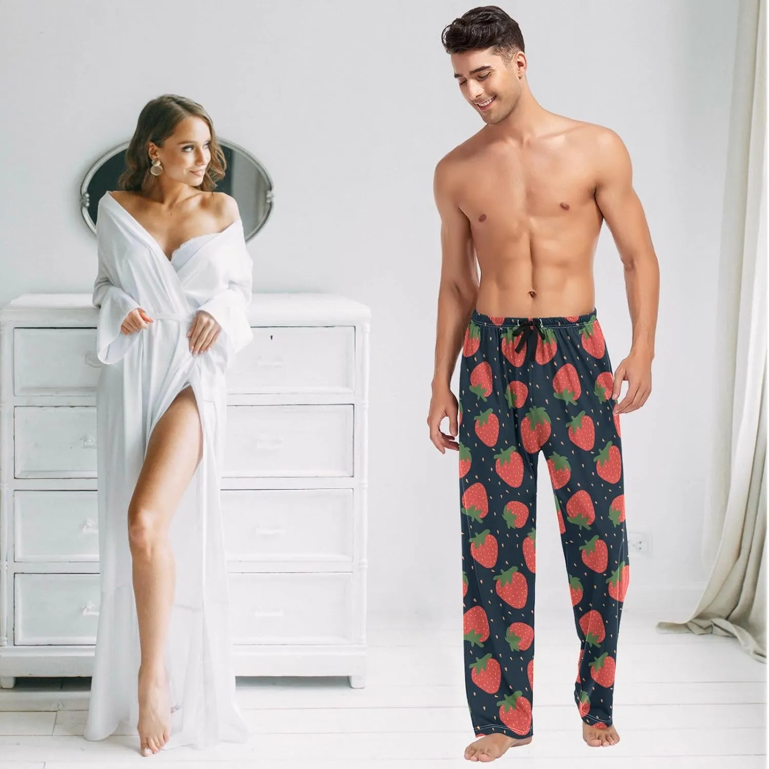 visesunny Stylish Men's Pajama Pants 100% Cotton Lounge Soft Warm Sleepwear Pants PJ Bottoms Drawstring and Pockets