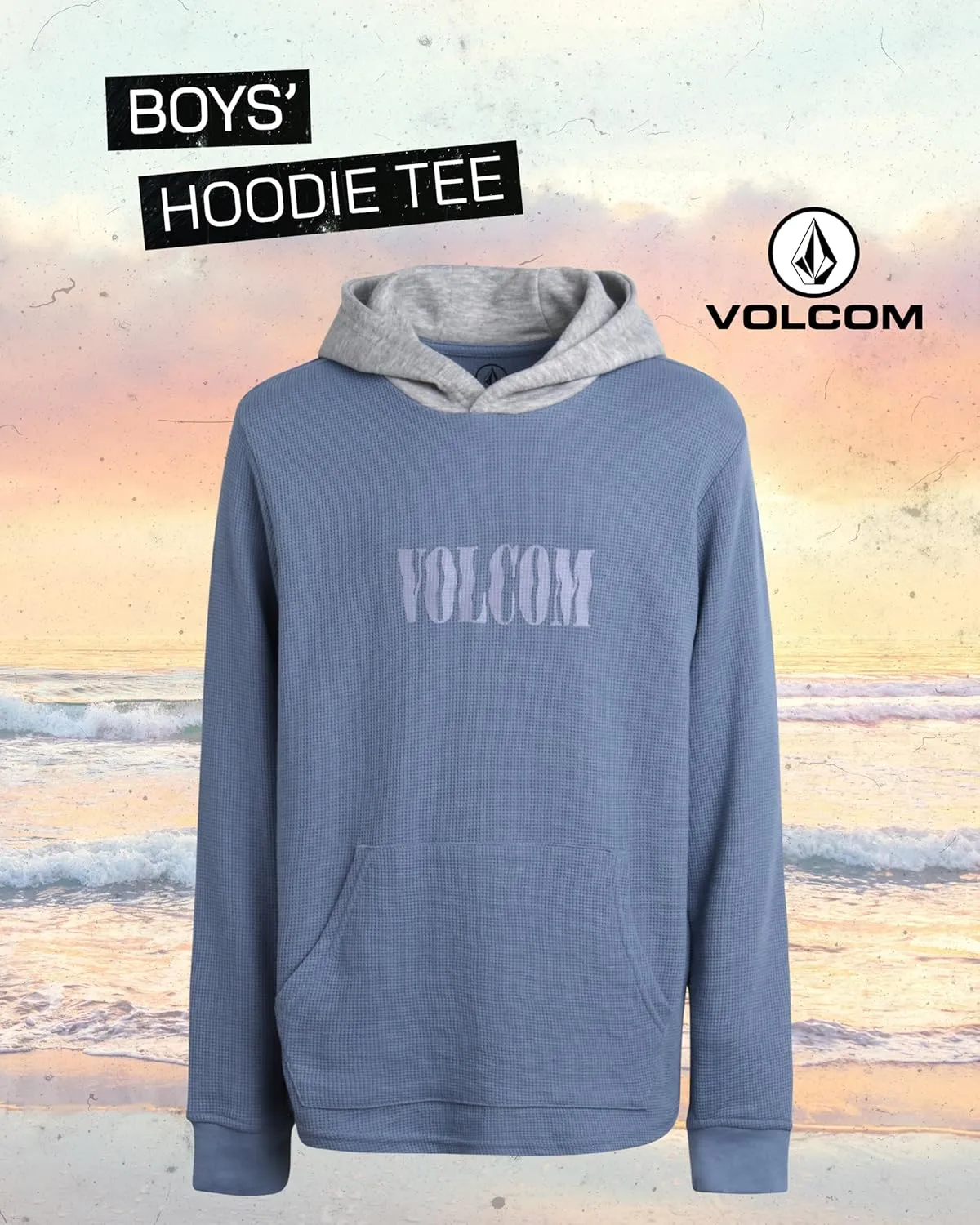 Volcom Boys Hoodie Tee - Stone Dyed Striped and Henley Hooded Long Sleeve Shirts - Comfortable Casual Hoodies for Boys (8-16)