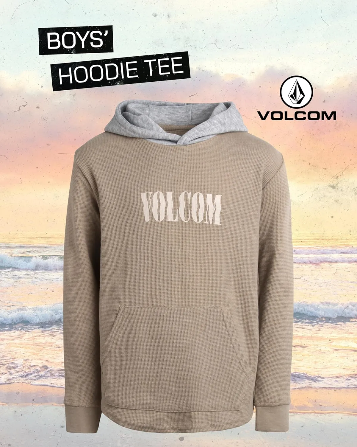 Volcom Boys Hoodie Tee - Stone Dyed Striped and Henley Hooded Long Sleeve Shirts - Comfortable Casual Hoodies for Boys (8-16)