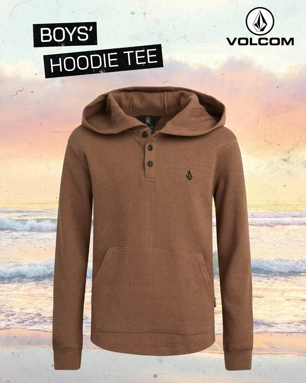 Volcom Boys Hoodie Tee - Stone Dyed Striped and Henley Hooded Long Sleeve Shirts - Comfortable Casual Hoodies for Boys (8-16)