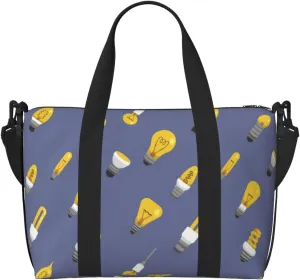 VOSERY Laptop Tote Bag for Women Work - blue Light Bulb Pattern Gym Bag for Women Men, Personal Item Crossbody Travel Bags for Women Men Carry On, Overnight Weekender Bags for Women Travel