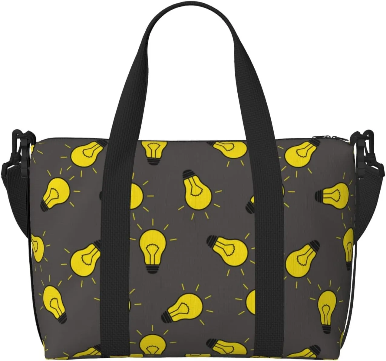 VOSERY Laptop Tote Bag for Women Work - yellow Light Bulb Pattern Gym Bag for Women Men, Personal Item Crossbody Travel Bags for Women Men Carry On, Overnight Weekender Bags for Women Travel
