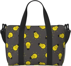 VOSERY Laptop Tote Bag for Women Work - yellow Light Bulb Pattern Gym Bag for Women Men, Personal Item Crossbody Travel Bags for Women Men Carry On, Overnight Weekender Bags for Women Travel