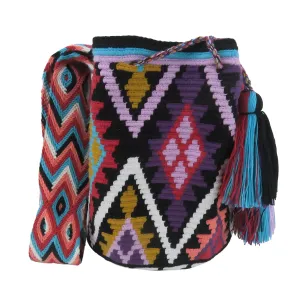 Wayuu bag large mochila wayuu pattern handmade bolso wayuu shoulder crossbody bag colombian gift (1)