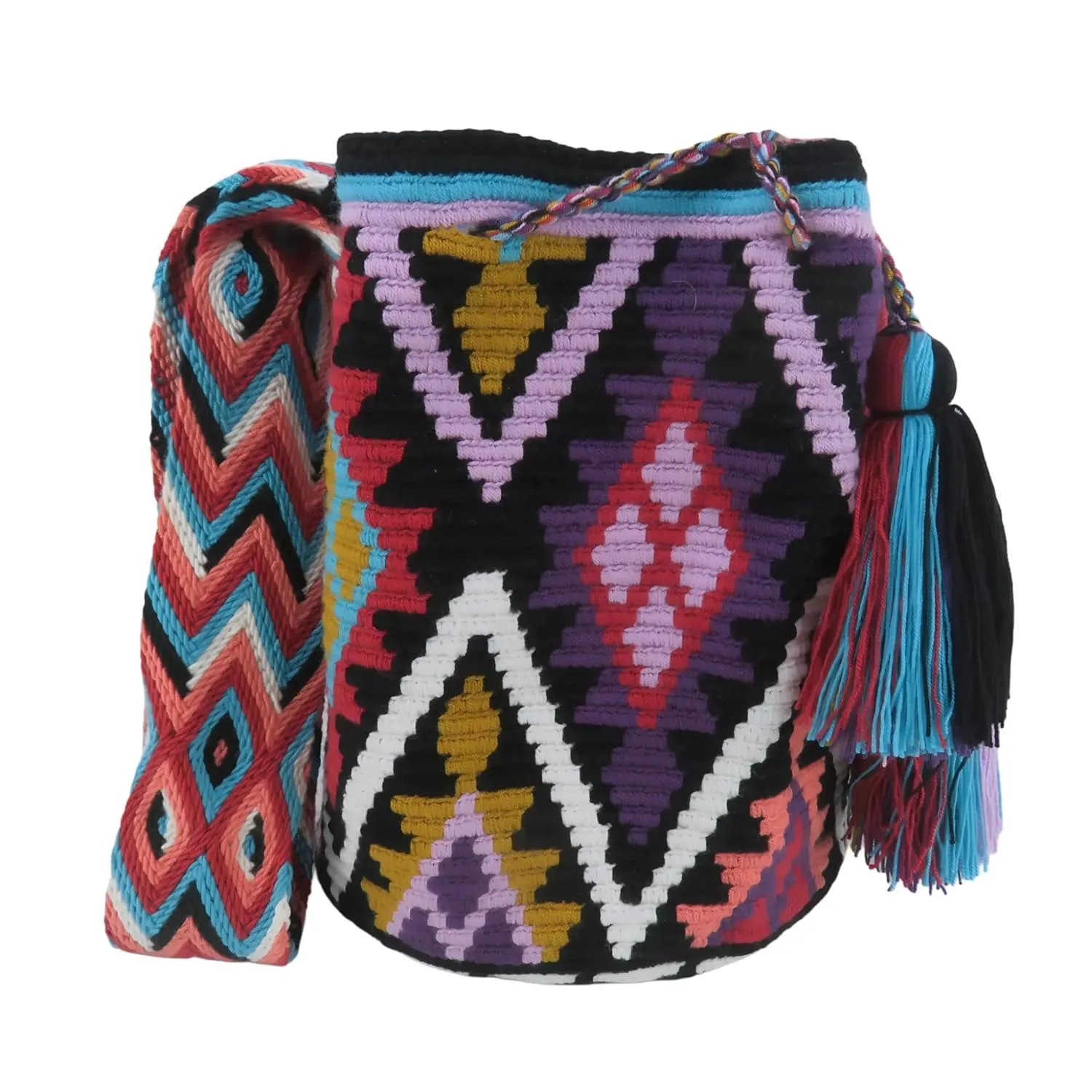 Wayuu bag large mochila wayuu pattern handmade bolso wayuu shoulder crossbody bag colombian gift (1)