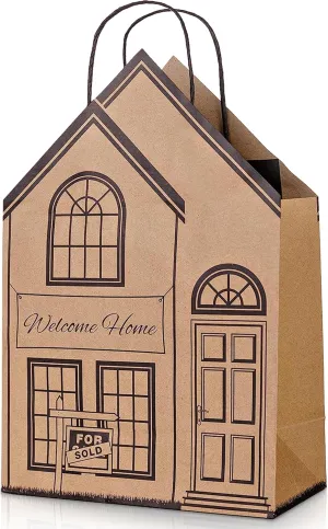 Welcome Home Bags - House Shaped Gift Bags for New Home Gifts - House Warming Supplies - Large 10 Pk