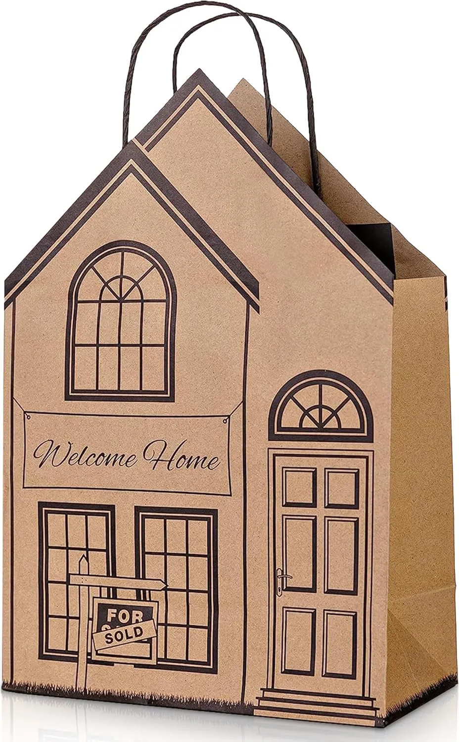 Welcome Home Bags - House Shaped Gift Bags for New Home Gifts - House Warming Supplies - Large 10 Pk