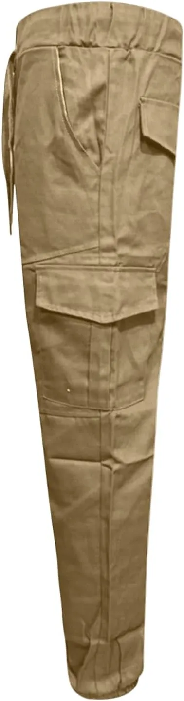 WENKOMG1 Tactical Pants for Men Elastic Ankle and Waist Drawstring Multipockets Casual Cargo Pants Basic Summer Workwear