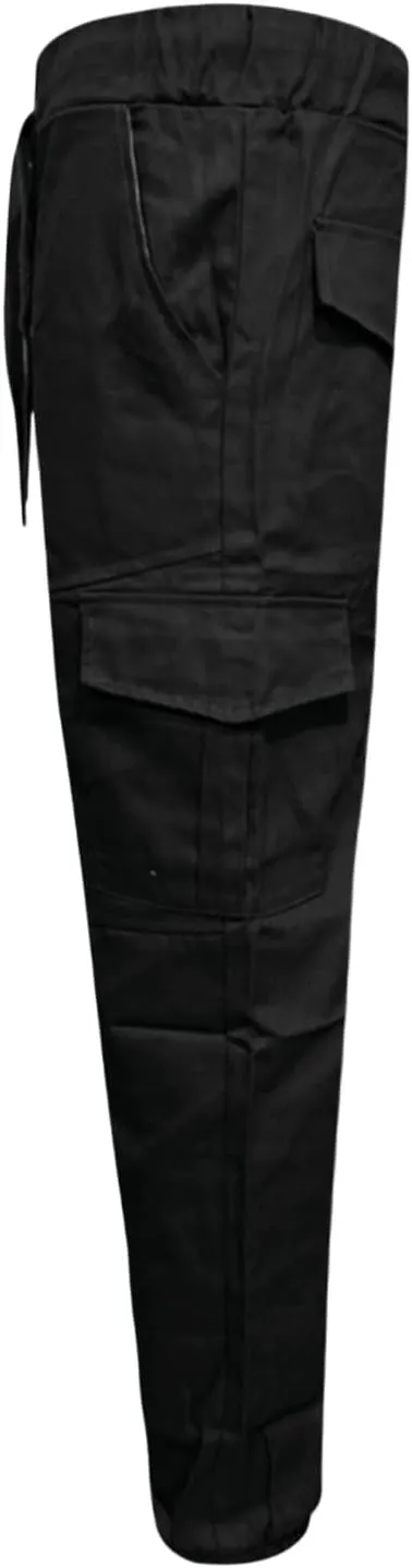 WENKOMG1 Tactical Pants for Men Elastic Ankle and Waist Drawstring Multipockets Casual Cargo Pants Basic Summer Workwear