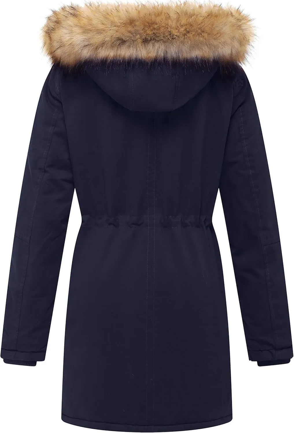 WenVen Women's Winter Thicken Fleece Jacket Fur Hooded Military Parka Coat