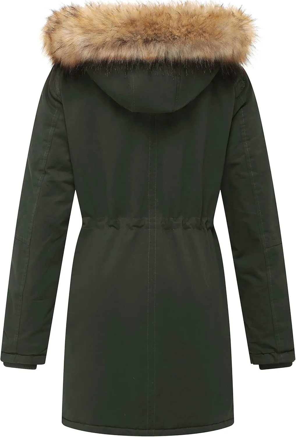 WenVen Women's Winter Thicken Fleece Jacket Fur Hooded Military Parka Coat