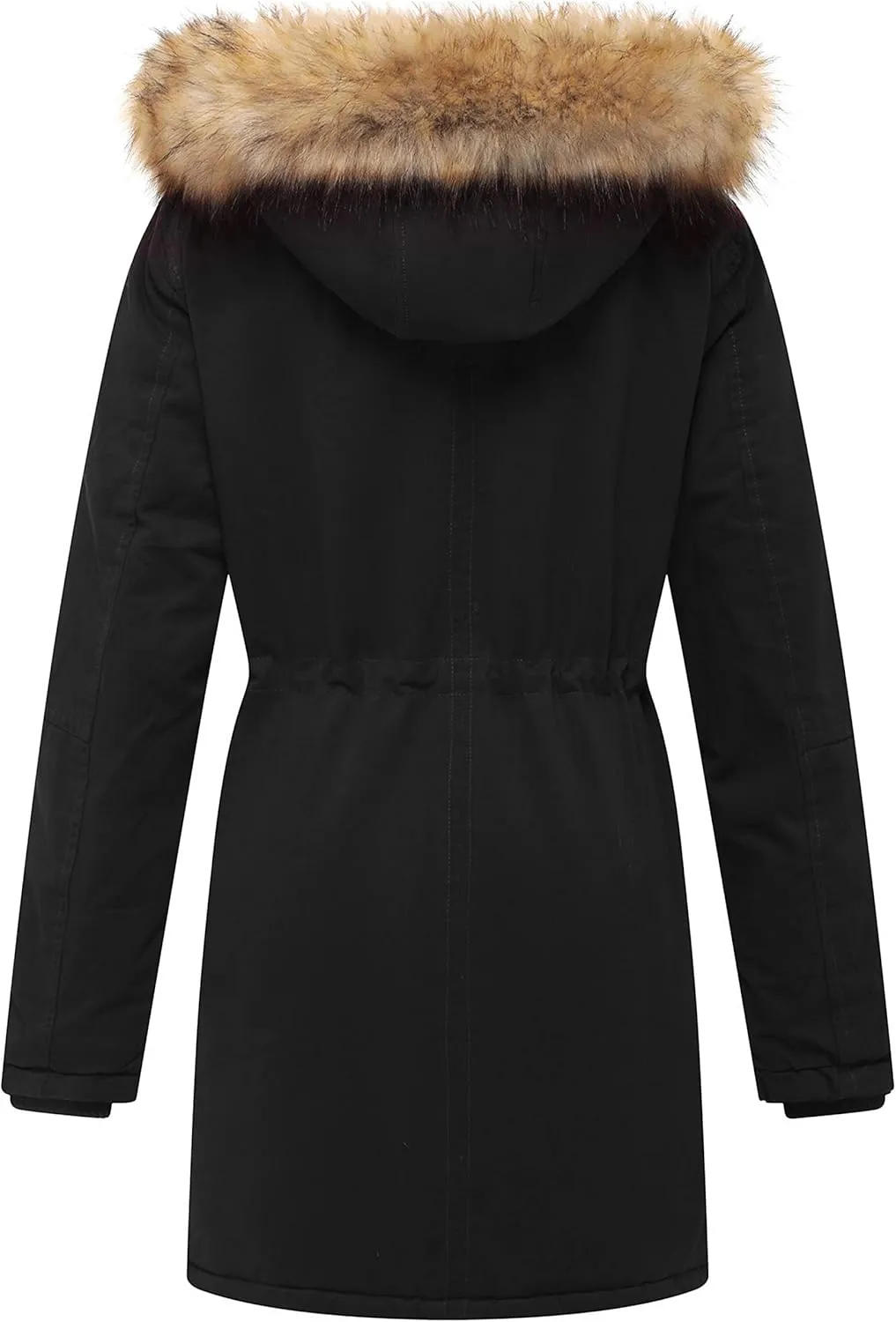 WenVen Women's Winter Thicken Fleece Jacket Fur Hooded Military Parka Coat