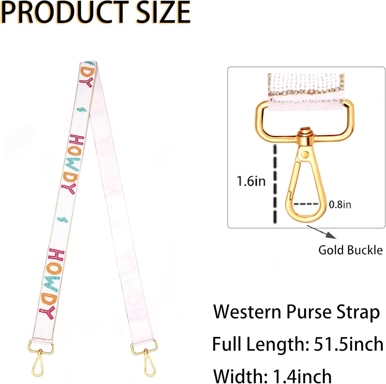 Western Purse Strap Replacement Beaded Howdy Crossbody Shoulder Bag Strap Western Cowgirl Accessories Party Favors (Style B)