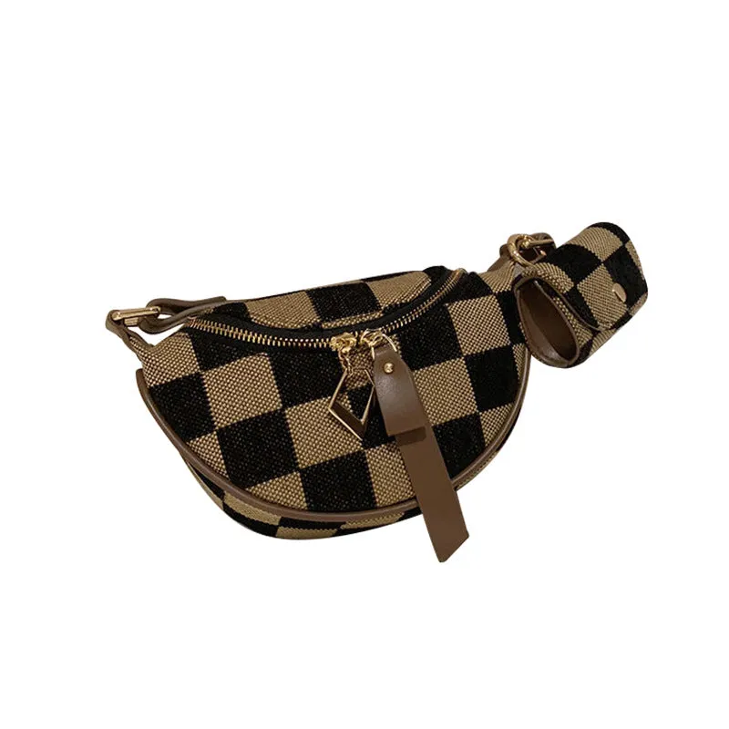 Western Style Chessboard Plaid Fashion Dumpling Crossbody Bags