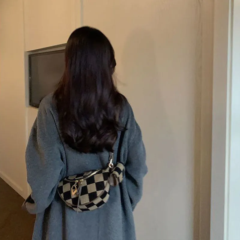 Western Style Chessboard Plaid Fashion Dumpling Crossbody Bags