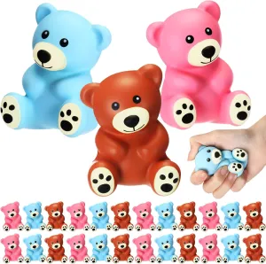 Wettarn 24 Pcs Bear Toys Bulk Foam Party Favors End of Year Gifts Squeeze Baby Shower Birthday Gift Supplies Stress Squeeze Bear Hand Exercise Dough Fidget Toy for Boys Girls Adults Anxiety Relief