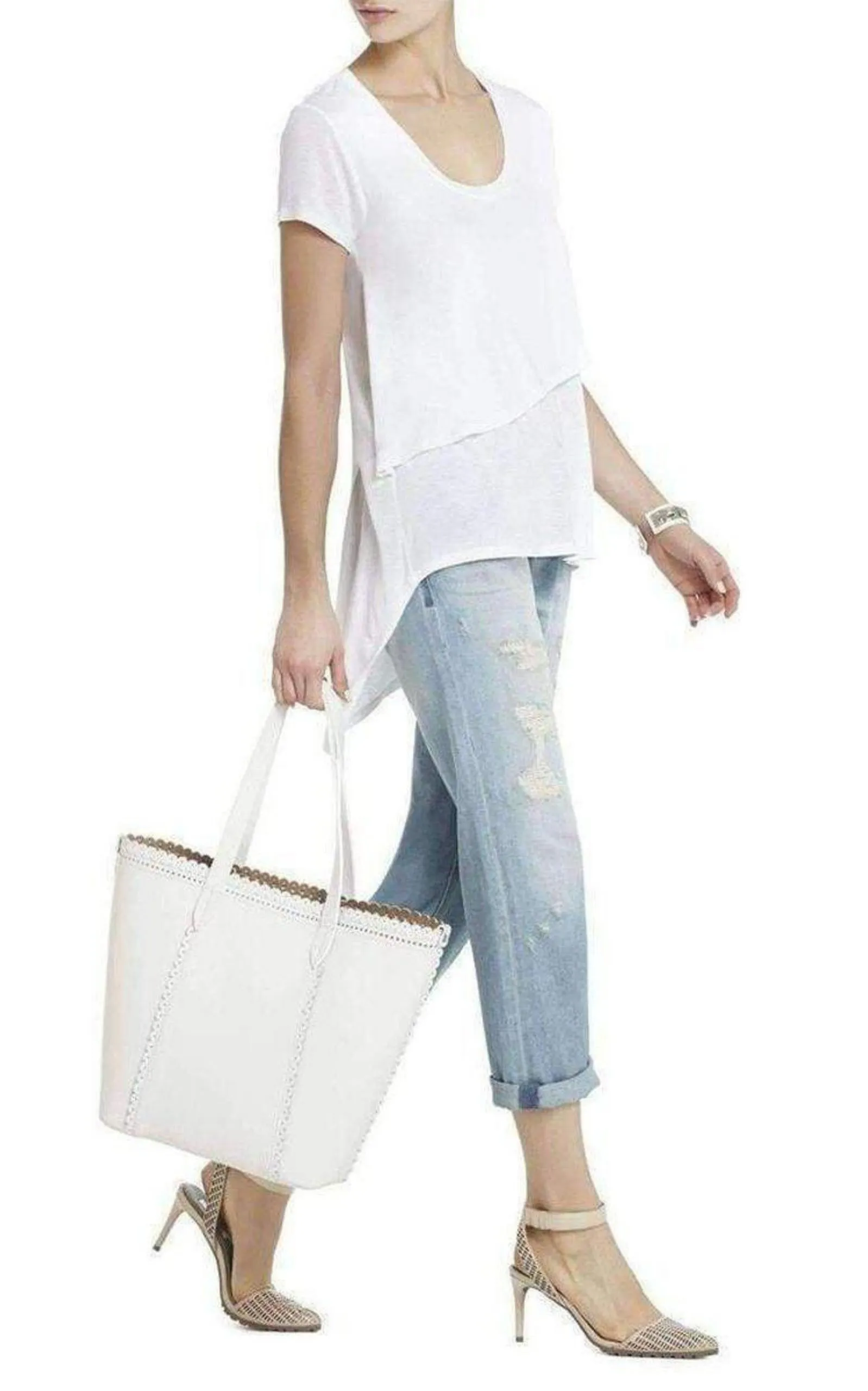White Leather Tote Bag