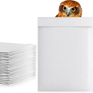 White Poly Bubble Mailers Self Seal, 9.5 x 13.5 Inch. 50 Pack Bubble Packaging Envelopes for Shipping. Durable Sealed Mailing Envelopes Bubble Padded. Waterproof Bubble Bags for Shipping