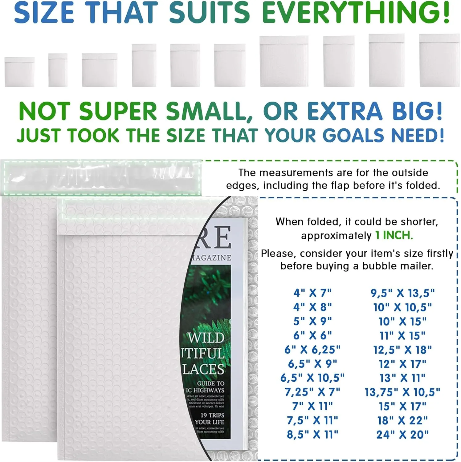 White Poly Bubble Mailers Self Seal, 9.5 x 13.5 Inch. 50 Pack Bubble Packaging Envelopes for Shipping. Durable Sealed Mailing Envelopes Bubble Padded. Waterproof Bubble Bags for Shipping