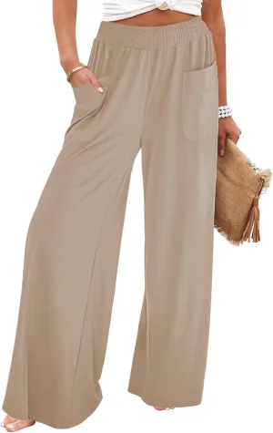 Wide Leg Pants for Women Baggy Palazzo Pants High Waisted Lounge Yoga Pant Pull On Bell Bottoms Trousers with Pockets