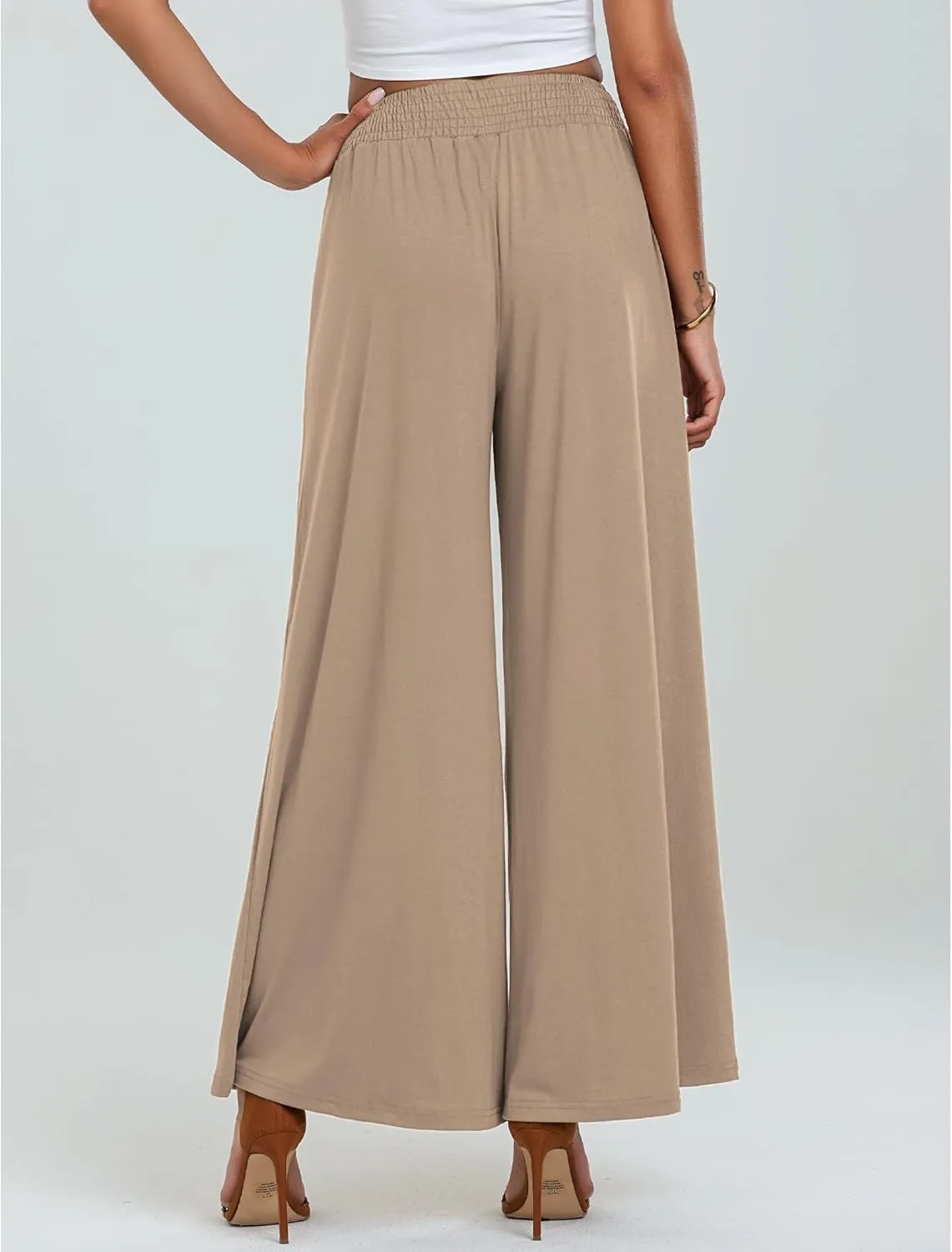 Wide Leg Pants for Women Baggy Palazzo Pants High Waisted Lounge Yoga Pant Pull On Bell Bottoms Trousers with Pockets