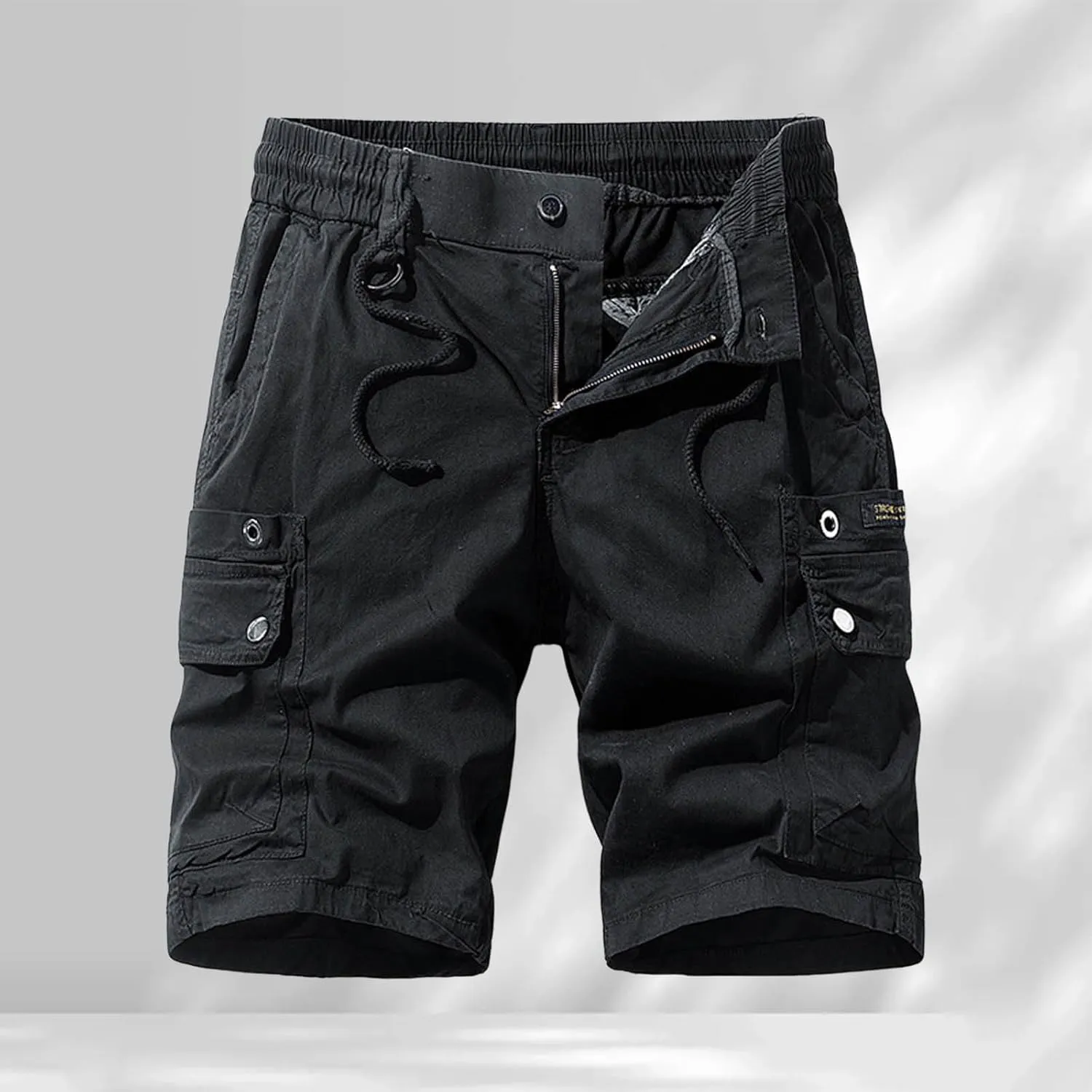 Wide Leg Shorts for Men Basic Plaid with Pockets Zipper Country Flattering Cargo Shorts for Men Hemming Countryside
