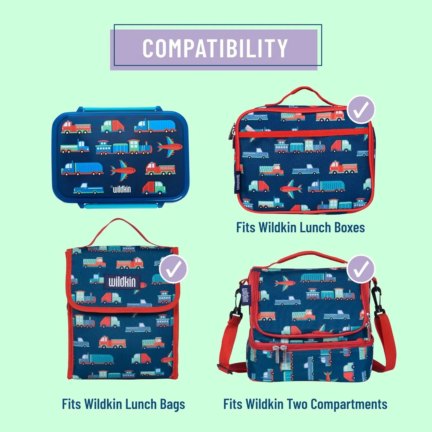 Wildkin Reusable Food Container for Kids – Airtight, Leak Resistant, Dishwasher Safe - Transportation