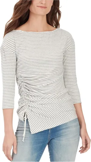 William Rast Women's Noa Drawstring Ruching Detail Knit Long Sleeve Top