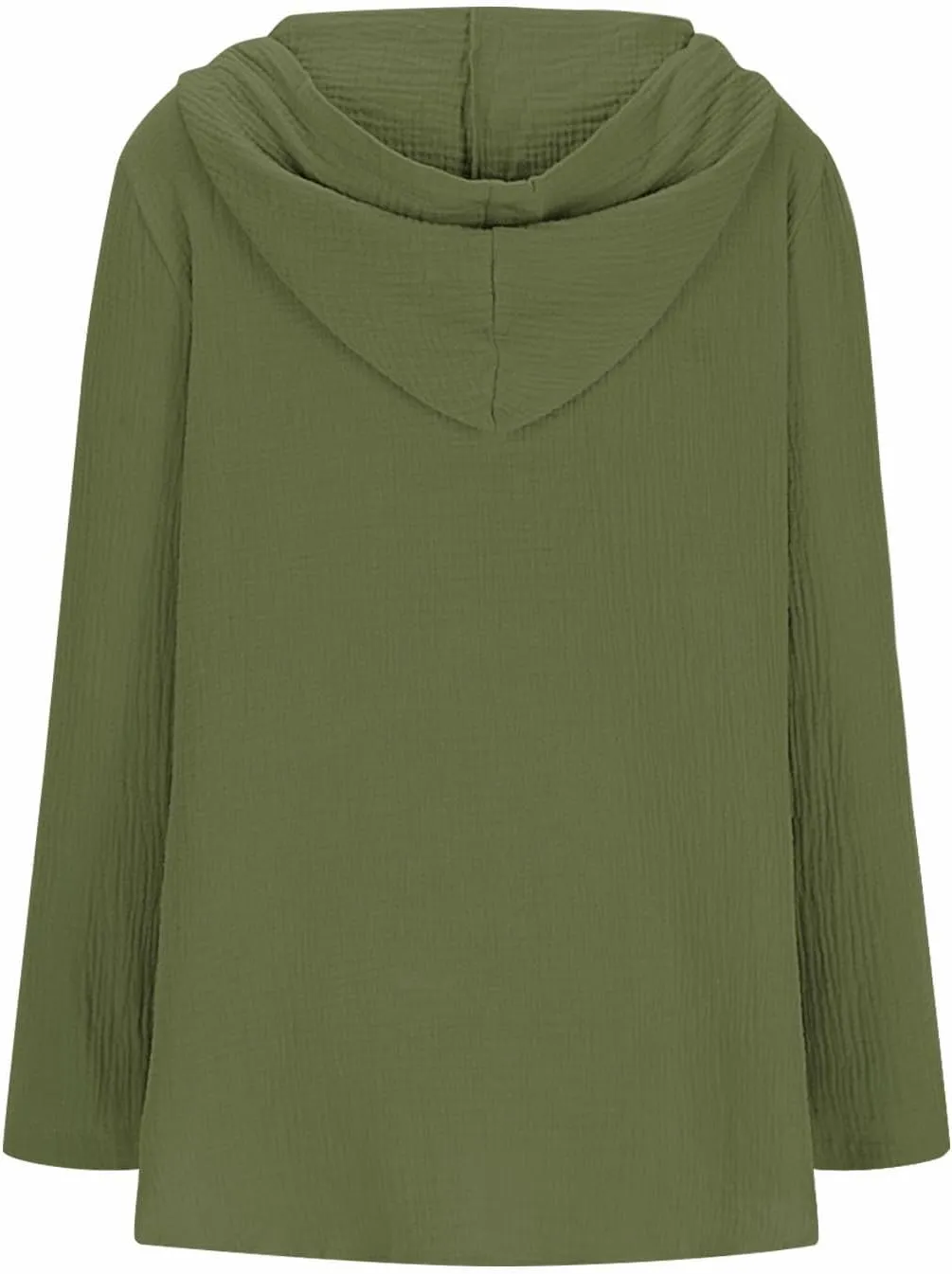 Wkishenl Women's Casual Long Sleeve Tops Drawstring Hooded Solid Color Sweatshirt Summer and Fall V-Neck Pullover with Pocket