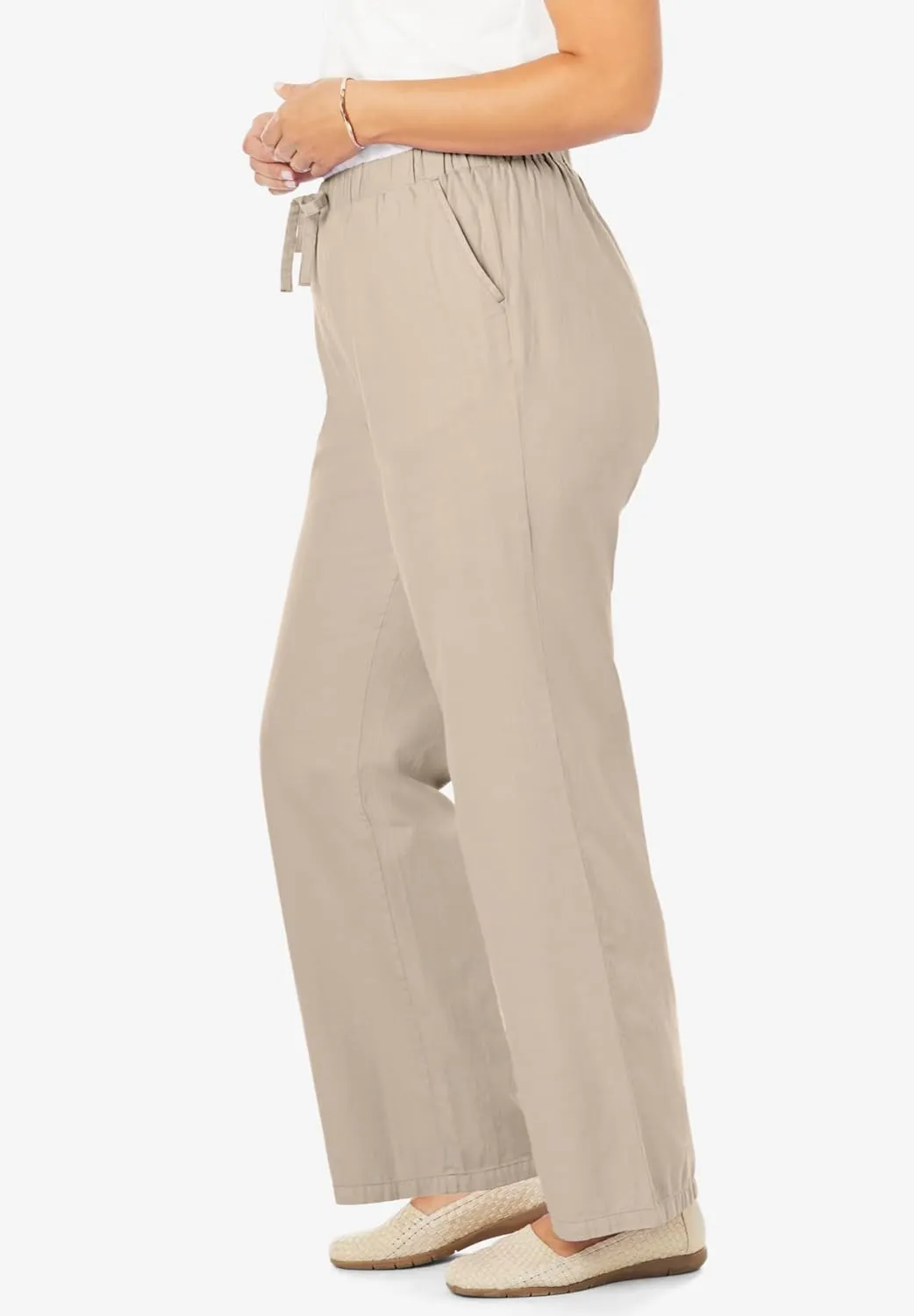 Woman Within Plus Size Drawstring Denim Wide-Leg Denim Pant