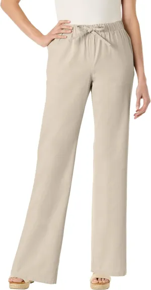 Woman Within Plus Size Drawstring Denim Wide-Leg Denim Pant