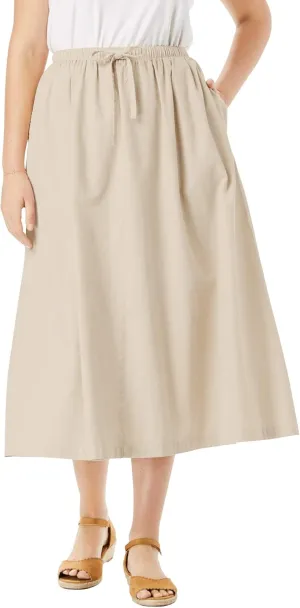 Woman Within Plus Size Petite Drawstring Denim Skirt