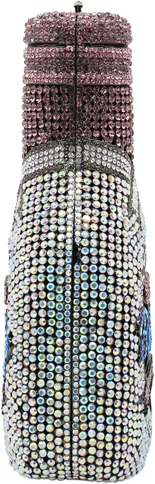 Women Champagne Bottle Rhinestone Clutch Unique Evening Bag Crystal Dinner Handbag Bride Purse for Party Cocktail