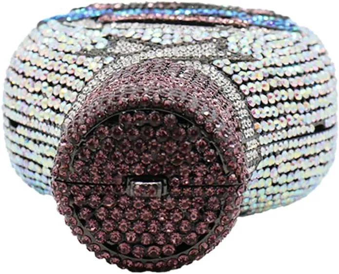 Women Champagne Bottle Rhinestone Clutch Unique Evening Bag Crystal Dinner Handbag Bride Purse for Party Cocktail