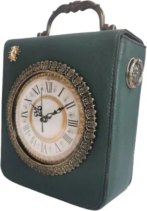 Women Classic Retro Clock Shaped Crossbody Shoulder Bag Handbag PVC Unique Novelty Clock Purse