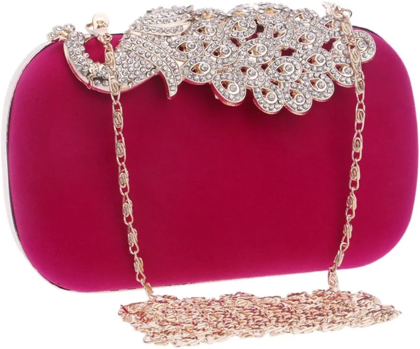 Women Crystal Evening Bag Clutches Purse Chain Wallet Handbag Elegant Party