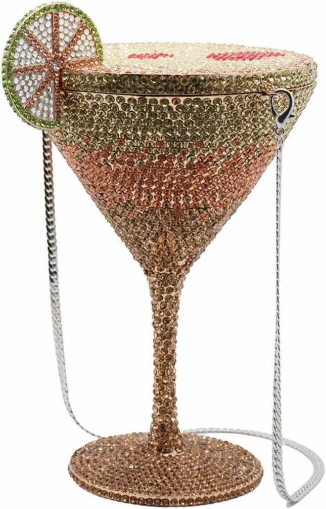 Women Goblet Rhinestone Evening Bag Cocktail Cup Diamond Clutch Funny Crystal Prom Handbag Wedding Purse for Party