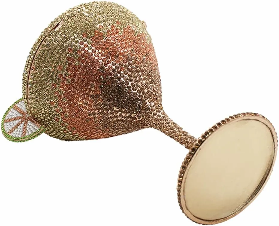 Women Goblet Rhinestone Evening Bag Cocktail Cup Diamond Clutch Funny Crystal Prom Handbag Wedding Purse for Party
