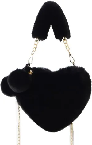 Women Hand Bags Plush Love Heart Shaped Fashionable Solid Color Soft Purses and Handbags Bags for Women