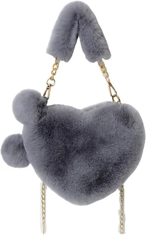 Women Hand Bags Plush Love Heart Shaped Fashionable Solid Color Soft Purses and Handbags Bags for Women