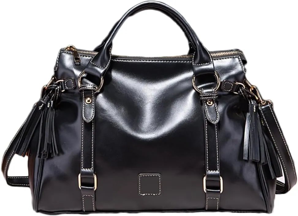 Women Hobo Tote Purse Handbag Faux Leather Top-handle Shoulder Bag with Tassel Pendant