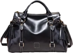 Women Hobo Tote Purse Handbag Faux Leather Top-handle Shoulder Bag with Tassel Pendant